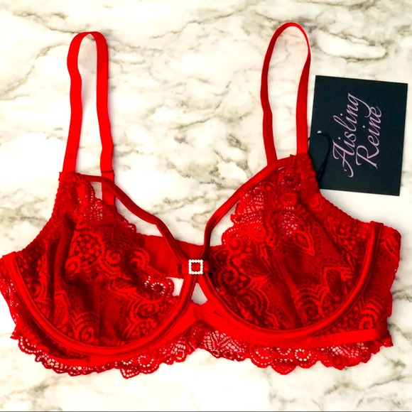 NWT - Aisling Reine - Harmony in Red - lace and mesh bra (with choker) - Picture 2 of 8